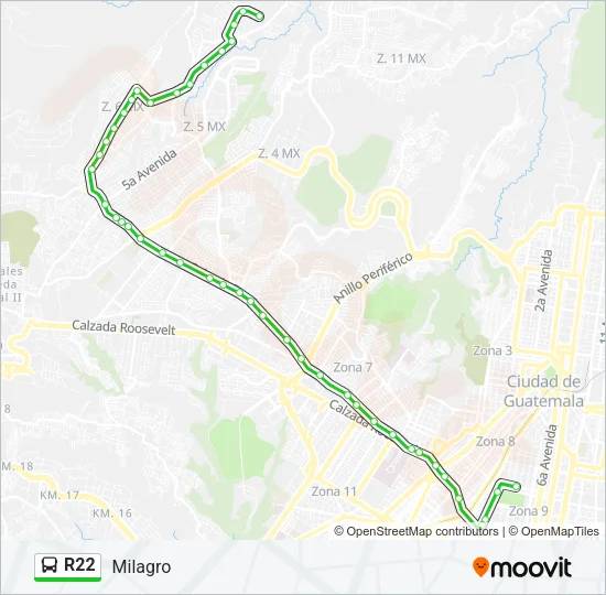 R22 Bus Line Map