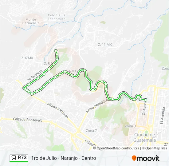 R73 Bus Line Map