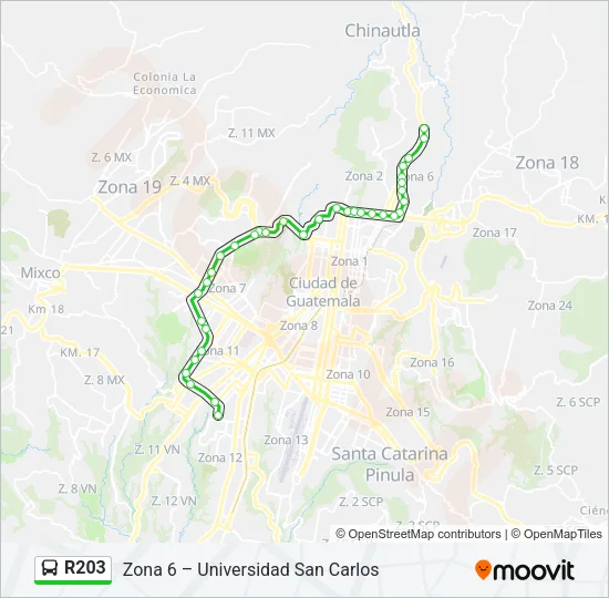 R203 Bus Line Map