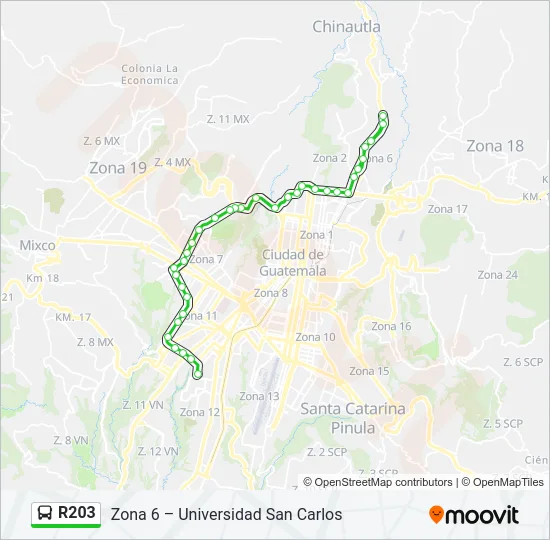 R203 Bus Line Map