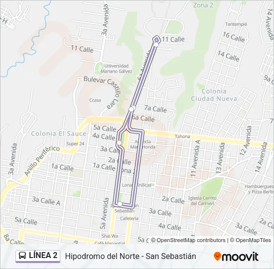 LÍNEA 2 Bus Line Map