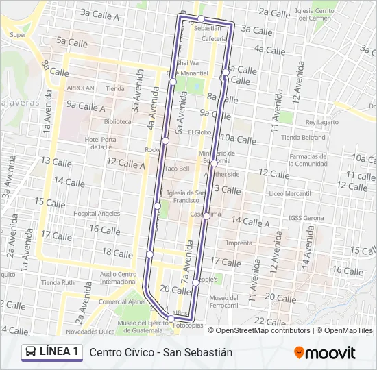 LÍNEA 1 Bus Line Map