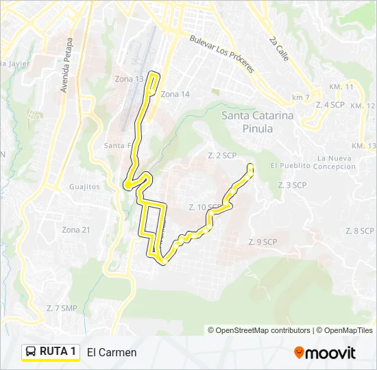 RUTA 1 Bus Line Map