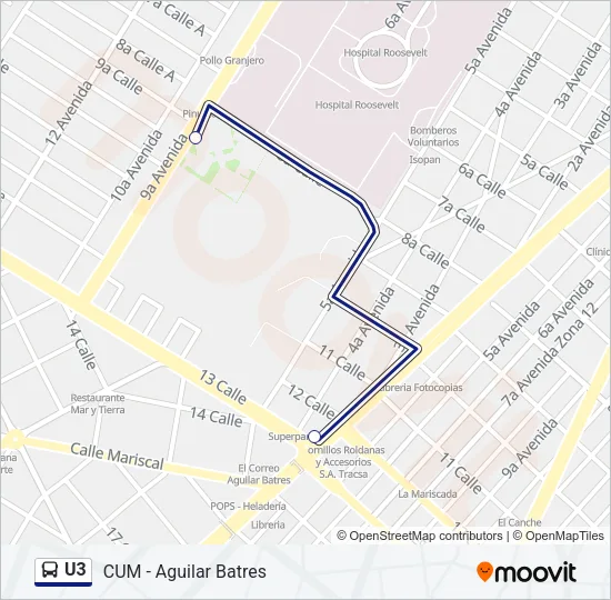 U3 Bus Line Map