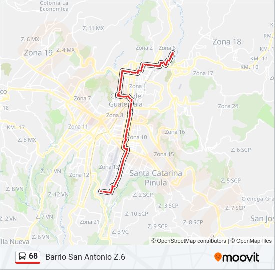 68 bus Line Map