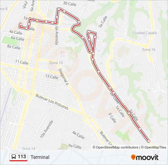 113 bus Line Map