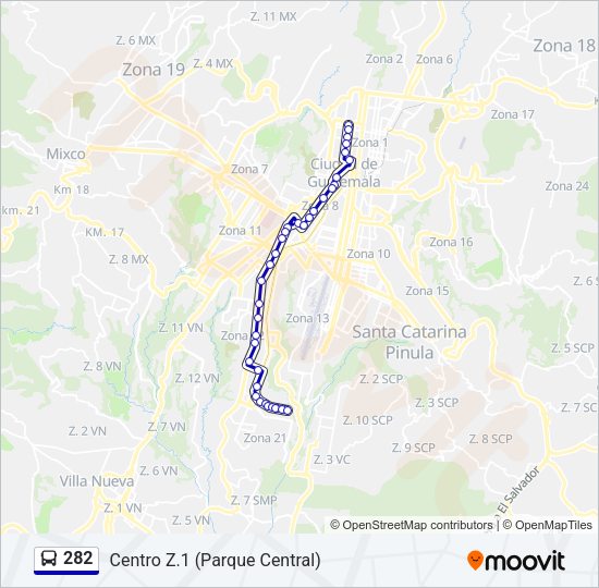 Mapa de 282 de autobús