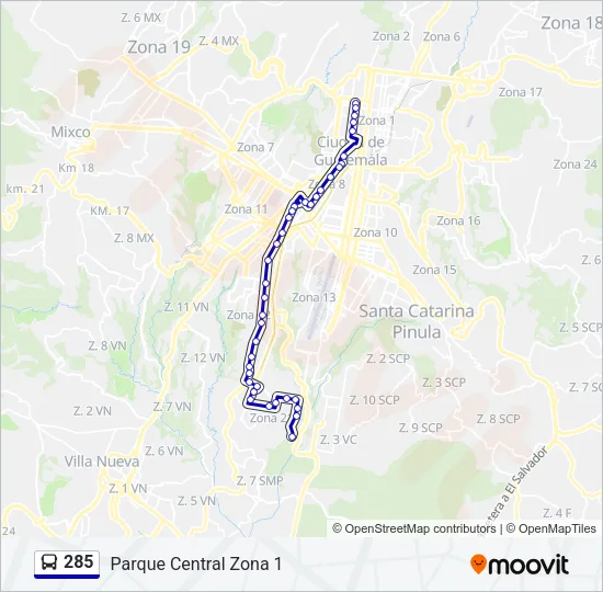 285 Bus Line Map