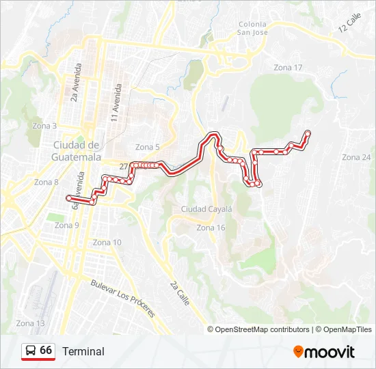 66 Bus Line Map
