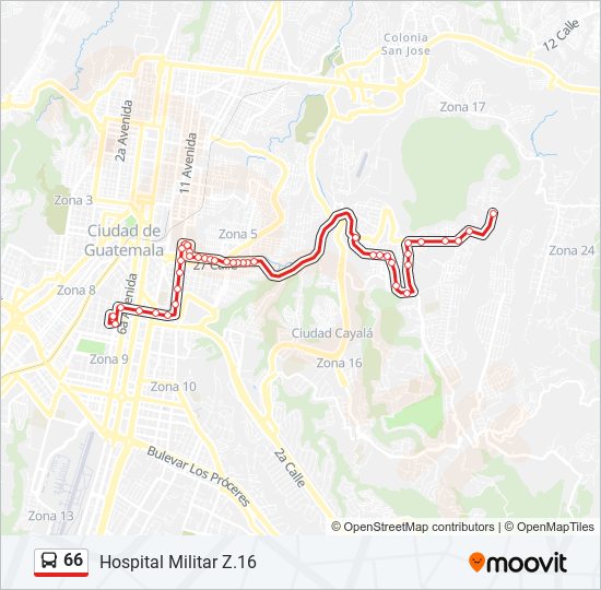 Mapa de 66 de autobús