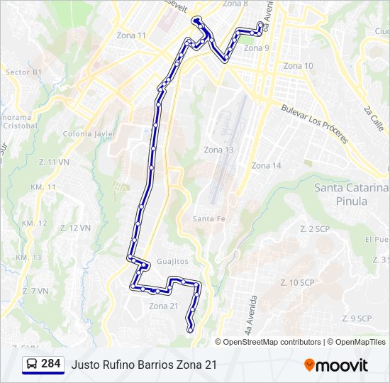 Mapa de 284 de autobús