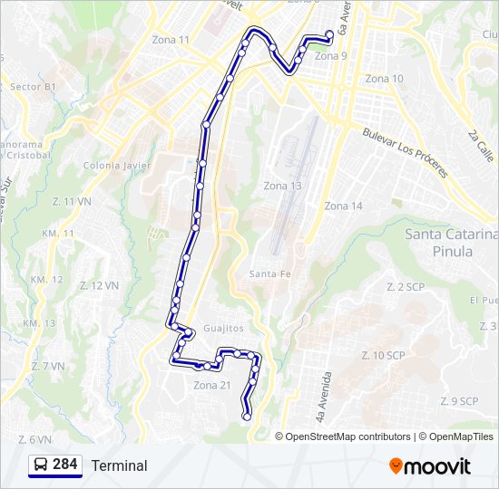 Mapa de 284 de autobús