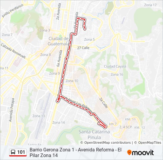 101 bus Line Map