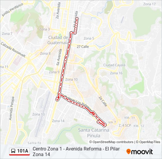 101A bus Line Map