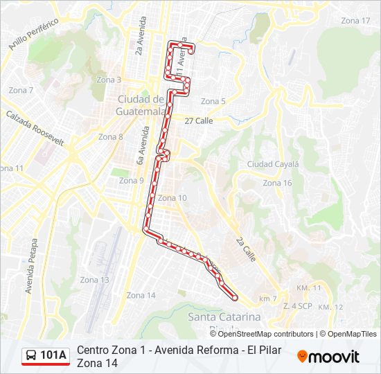 101A bus Line Map