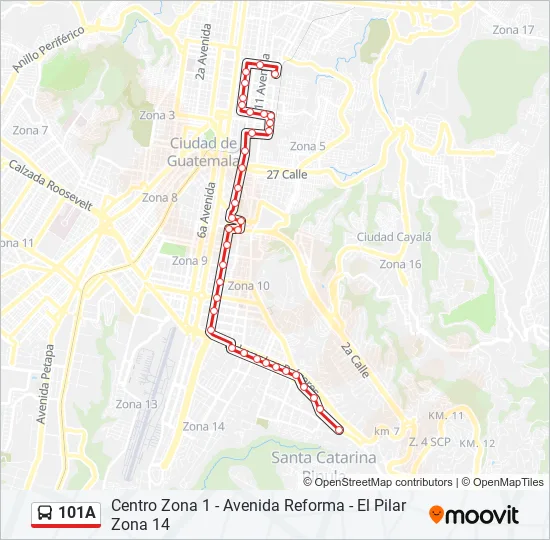 101A Bus Line Map