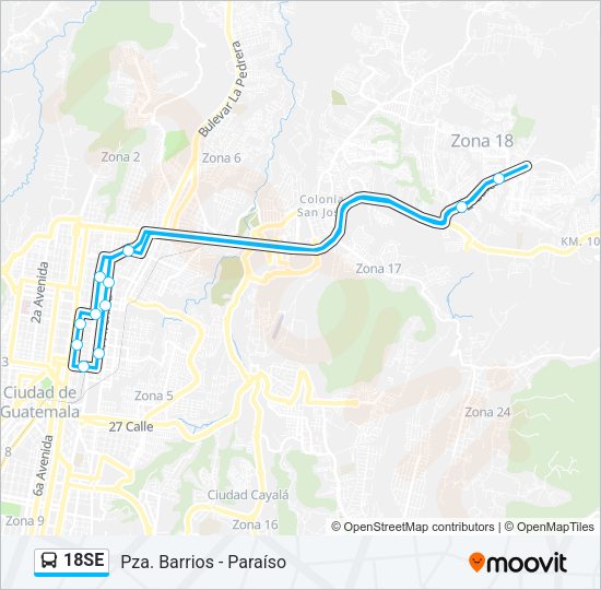 Mapa de 18SE de autobús