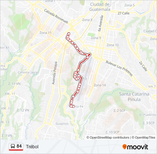 Mapa de 84 de autobús