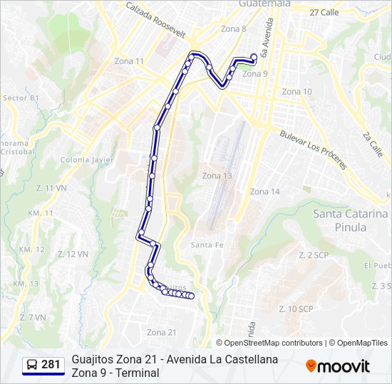 Mapa de 281 de autobús