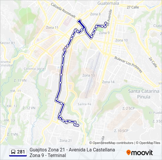 Mapa de 281 de autobús