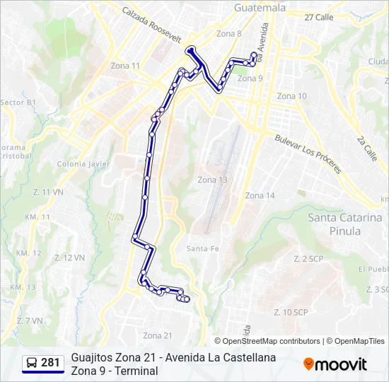 281 Bus Line Map