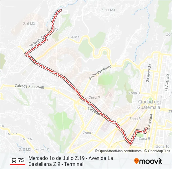 75 Bus Line Map
