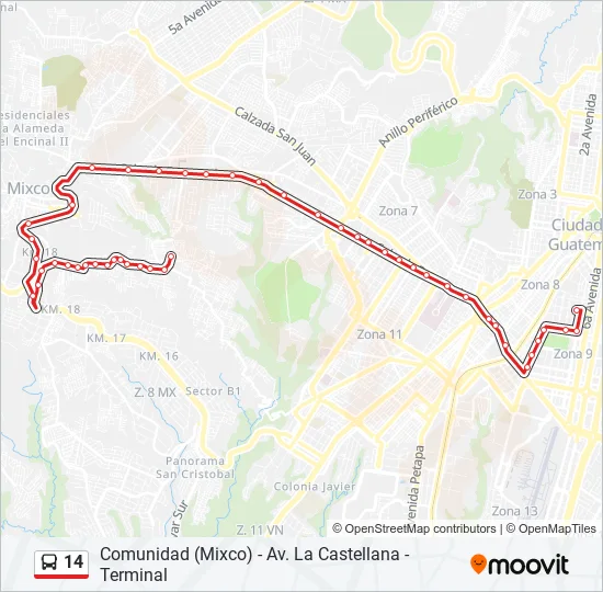 14 Bus Line Map