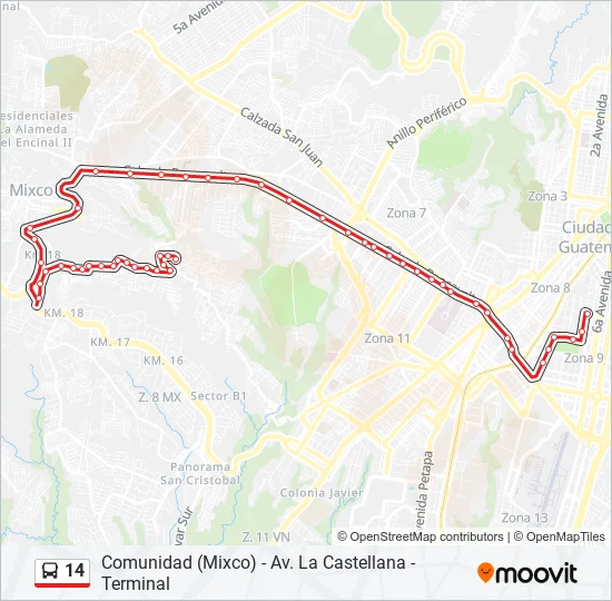 14 Bus Line Map