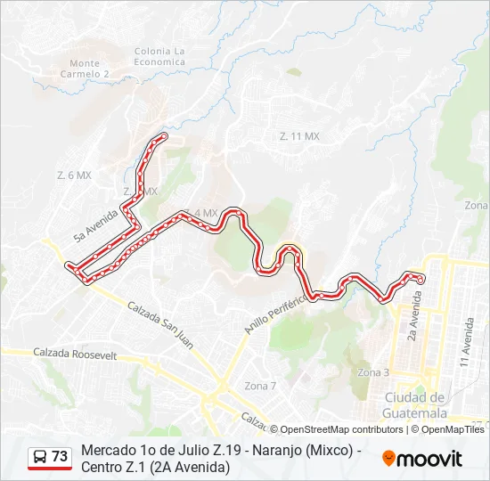 73 Bus Line Map