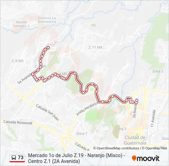 73 Bus Line Map