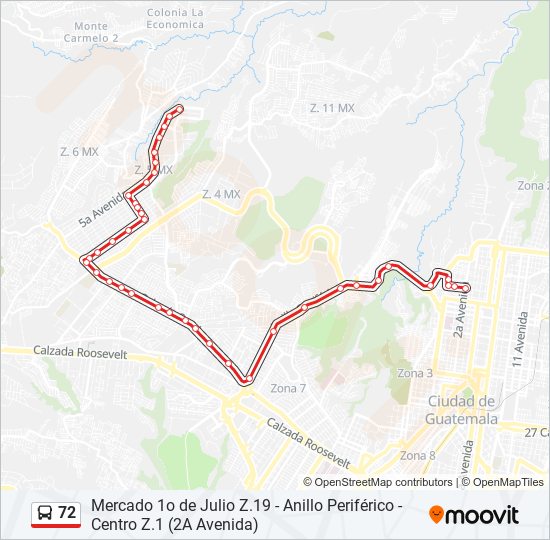 Mapa de 72 de autobús