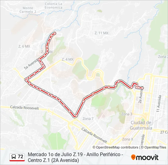 72 Bus Line Map
