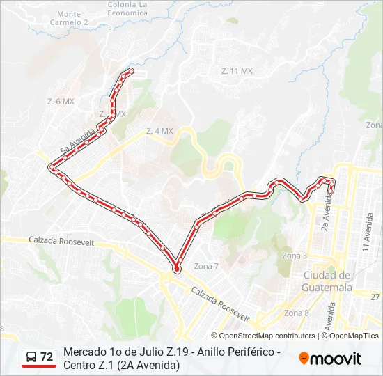 72 Bus Line Map