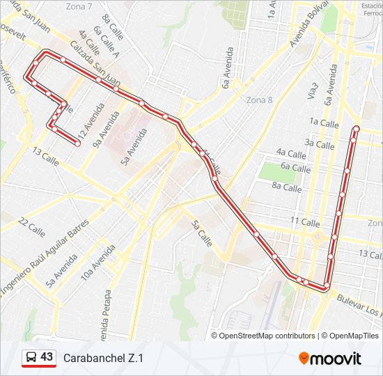 Mapa de 43 de autobús
