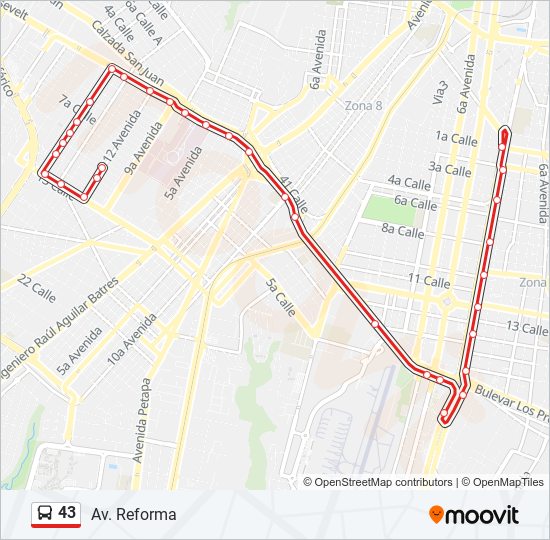 43 bus Line Map