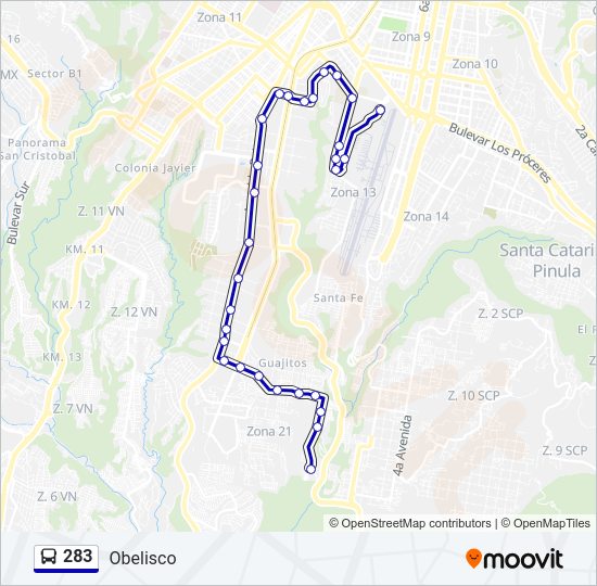 Mapa de 283 de autobús