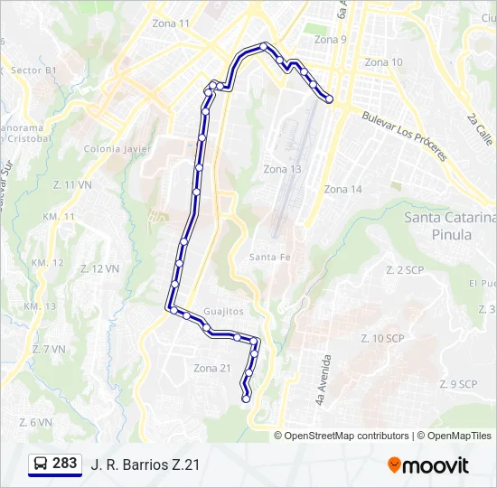 283 Bus Line Map