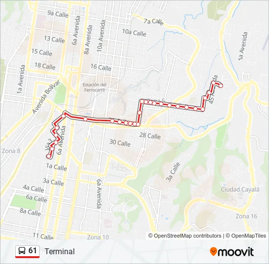 61 Bus Line Map