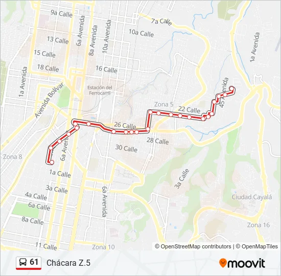 61 Bus Line Map