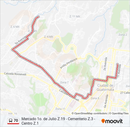 70 bus Line Map