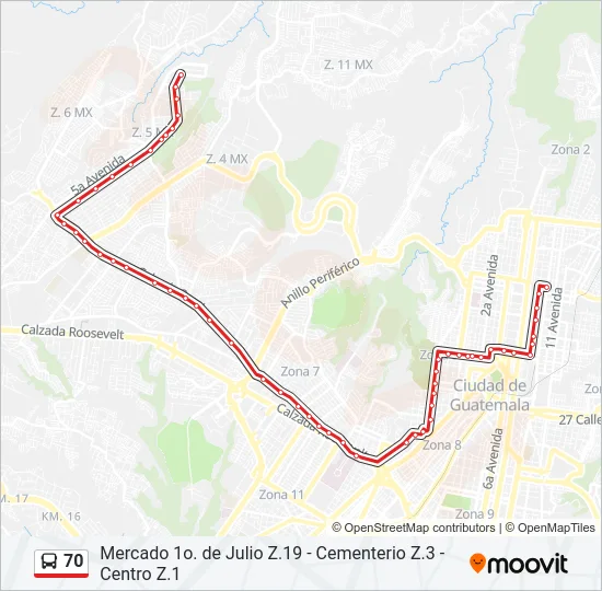 70 Bus Line Map