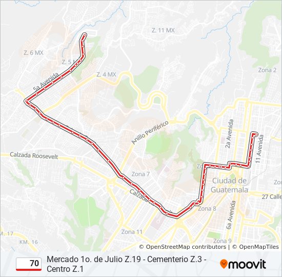 70 bus Line Map