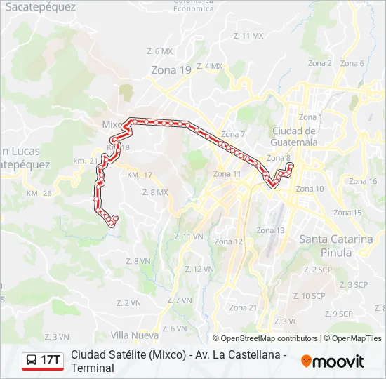 17T Bus Line Map