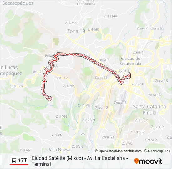 17T Bus Line Map