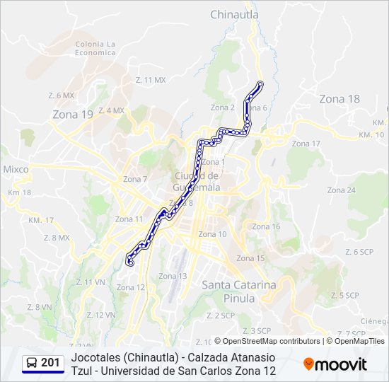 Mapa de 201 de autobús