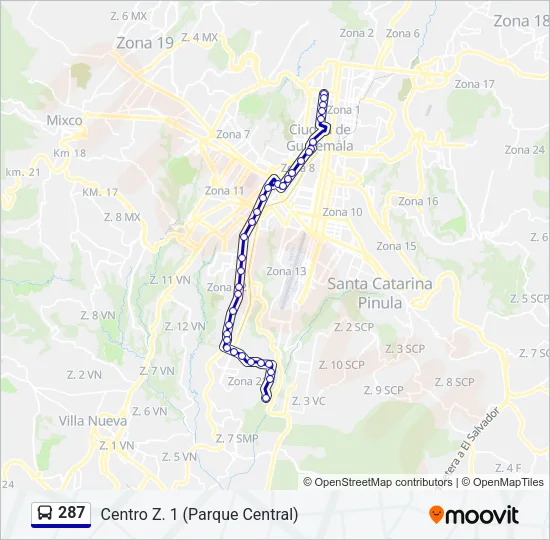 287 Bus Line Map