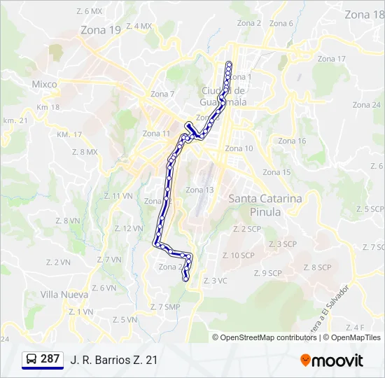 287 Bus Line Map