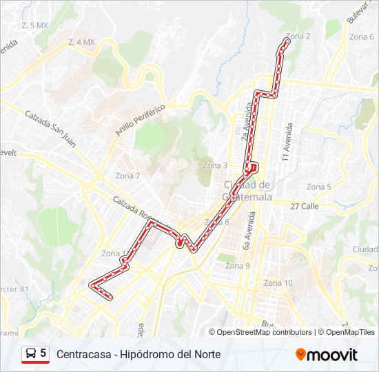 Mapa de 5 de autobús