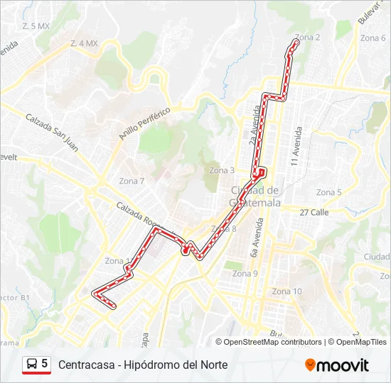 5 Bus Line Map