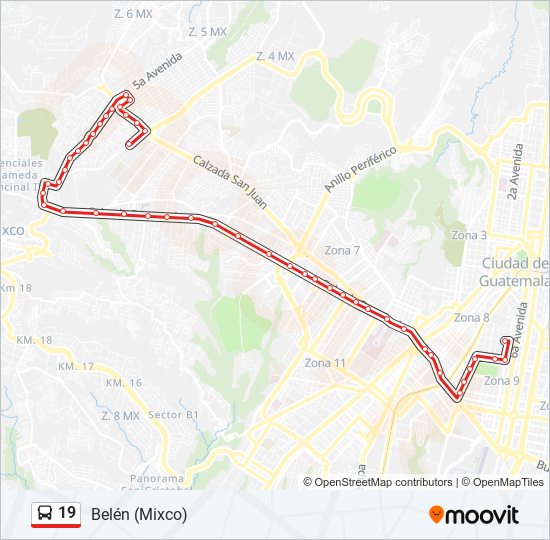 19 bus Line Map